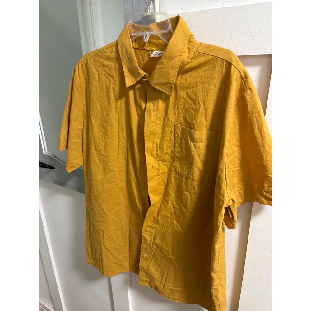 The Office Dwight Schrute Mustard Yellow Short Sleeve Button Down Shirt Large